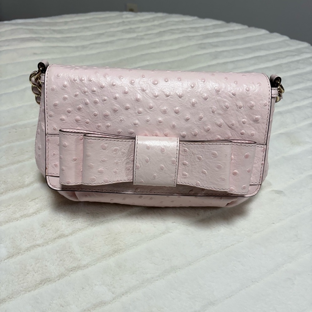 Kate Spade Pink Leather Handbag with Bow Detail and Gold Hardware